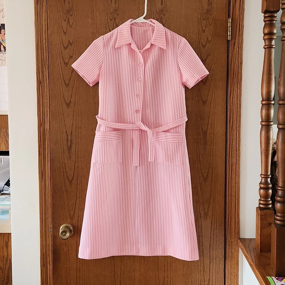 Misses vintage handmade seersucker dress; bust 36" appr Size 10/12 - Picture 2 of 6